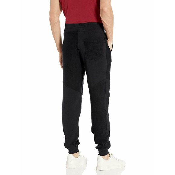 True Religion Men's Tonal Panel Jogger Sweatpants in Black - Picture 2 of 2